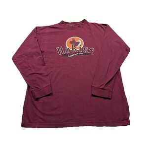 Virginia Tech VT Hokies Maroon Long Sleeve Graphic Shirt Collegiate Uni Retro L